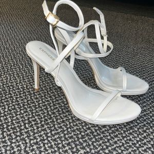 Express white strappy heel